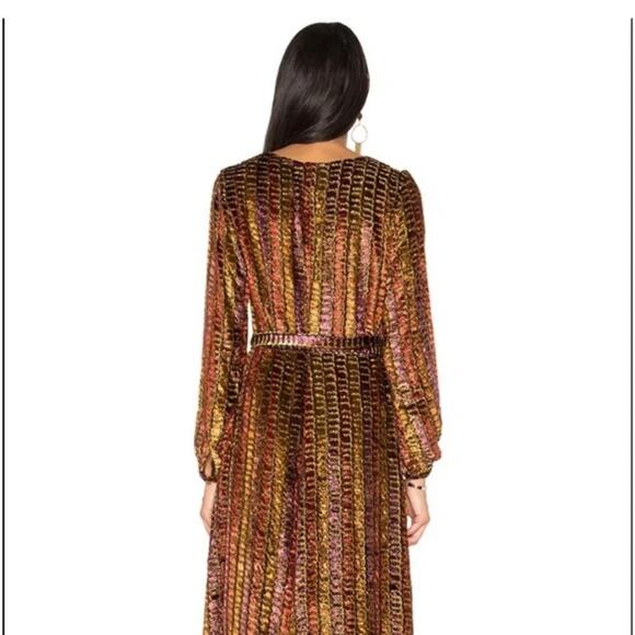 REVOLVE LPA Long Sleeve Dotty Gold Sparkling Multi Colored Wrap Dress 70 XS - Picture 5 of 11